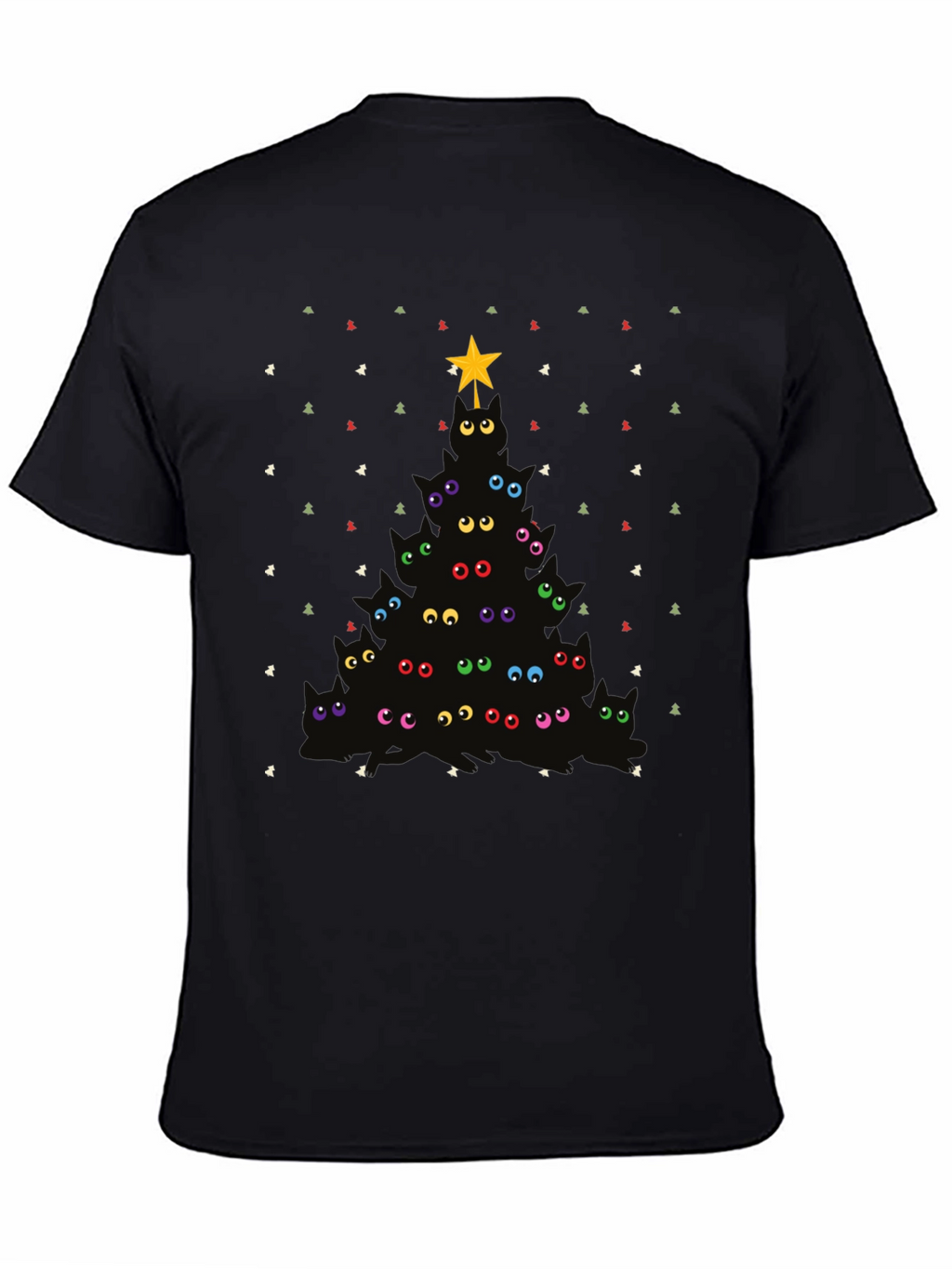 Whimsical Cat Christmas Tree Graphic Tee