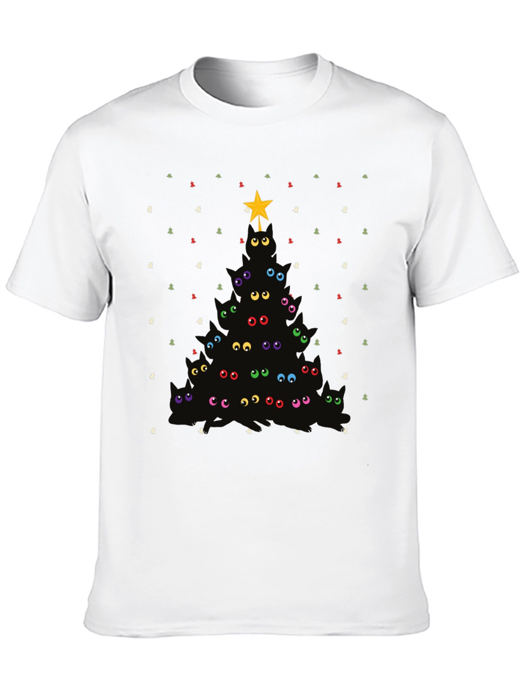 Whimsical Cat Christmas Tree Graphic Tee