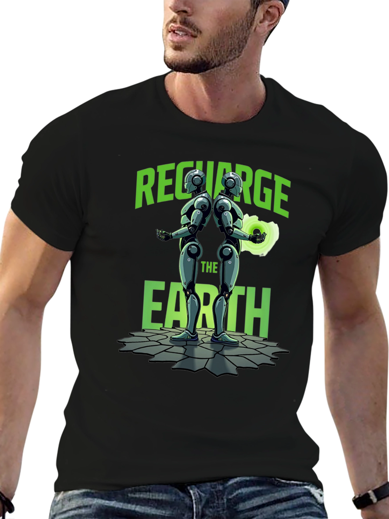 Recharge The Earth Graphic T-Shirt - Black