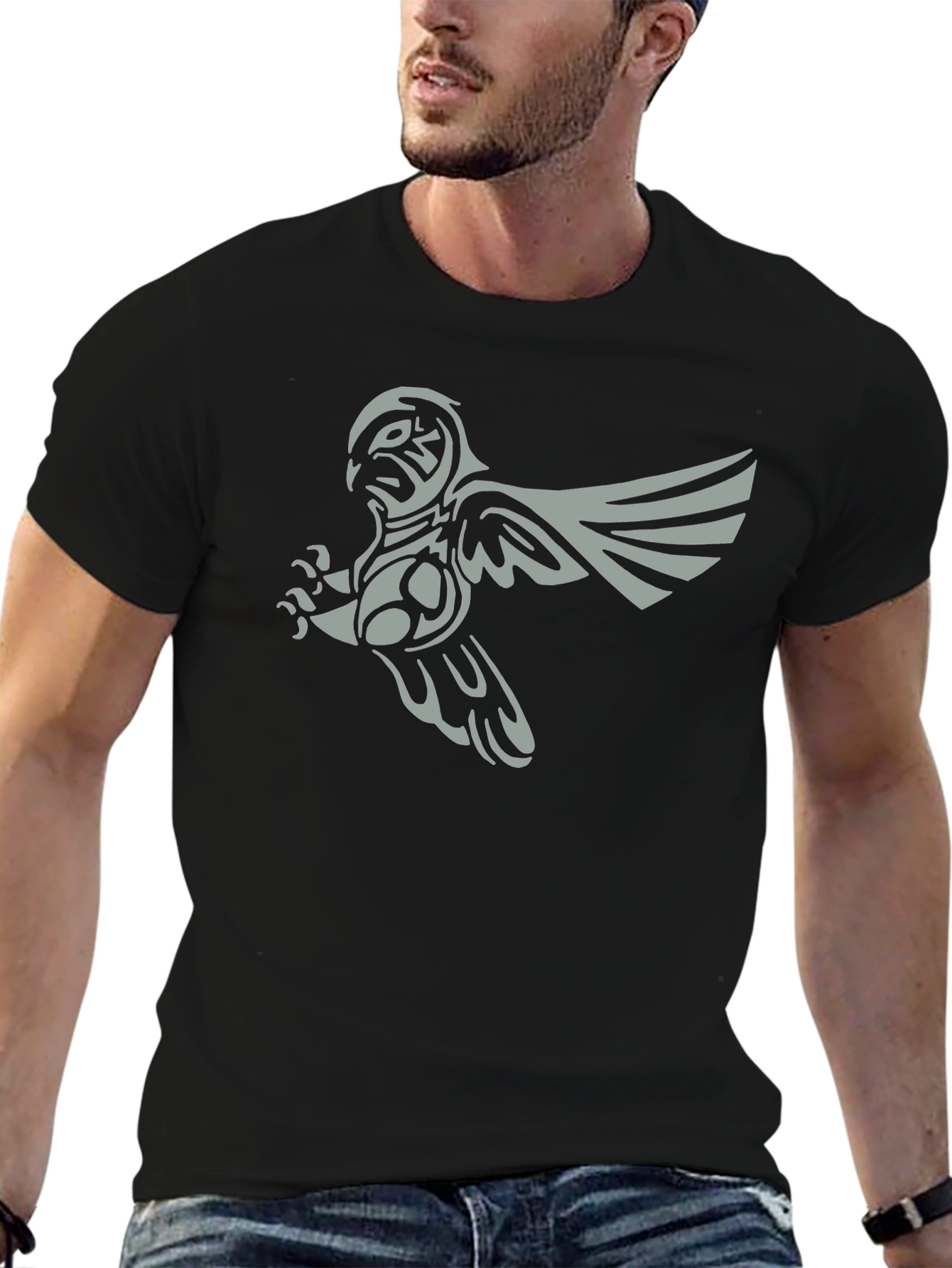 Tribal Owl Graphic Tee - Mens Black T-Shirt