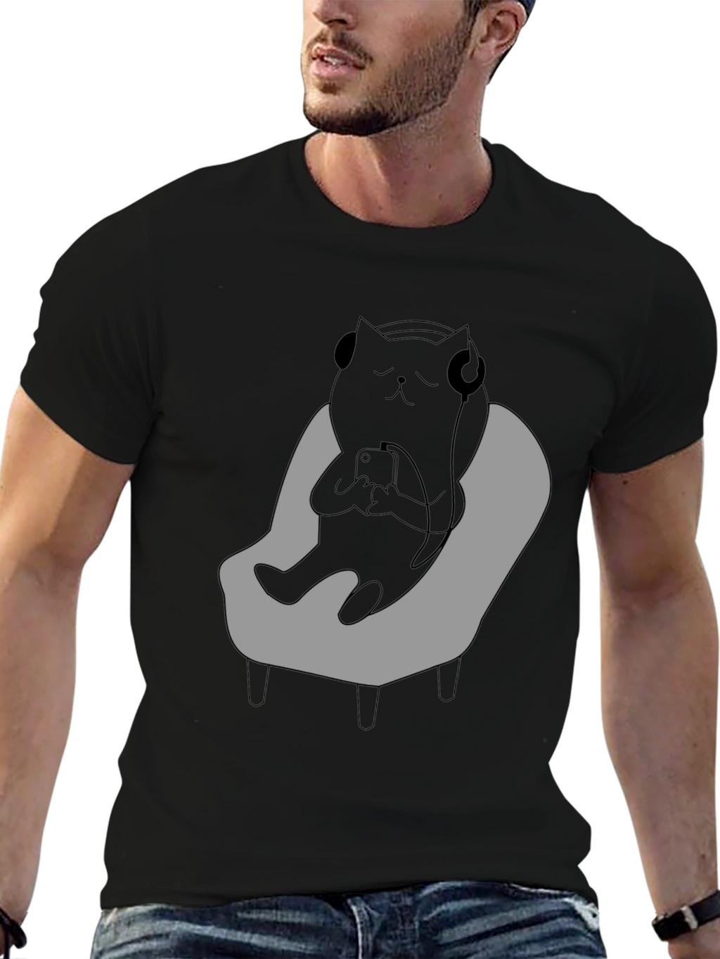 Cool Cat Relaxing in Chair T-Shirt