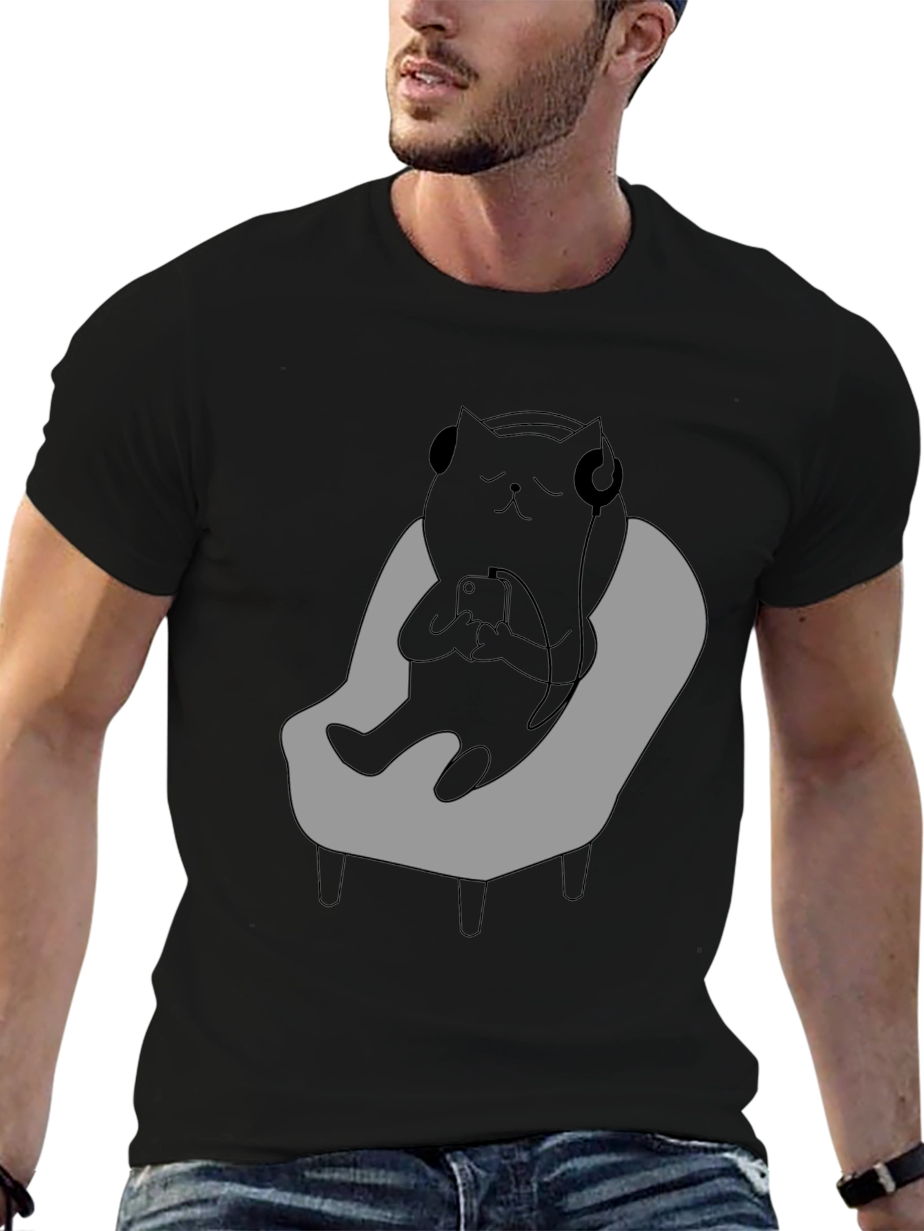 Cool Cat Relaxing in Chair T-Shirt