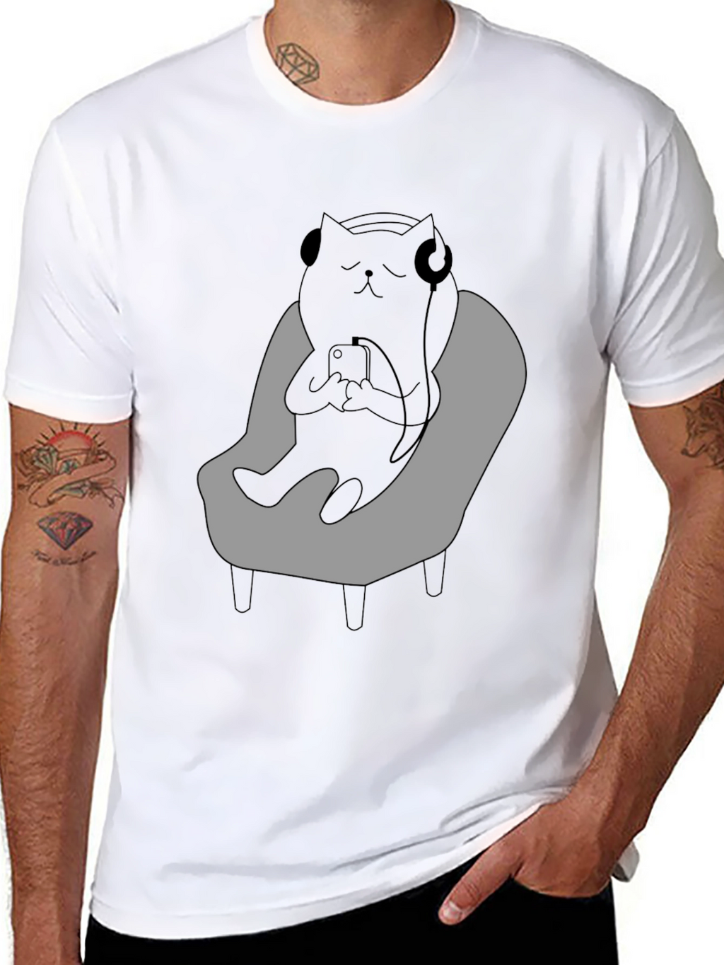 Cool Cat Relaxing in Chair T-Shirt