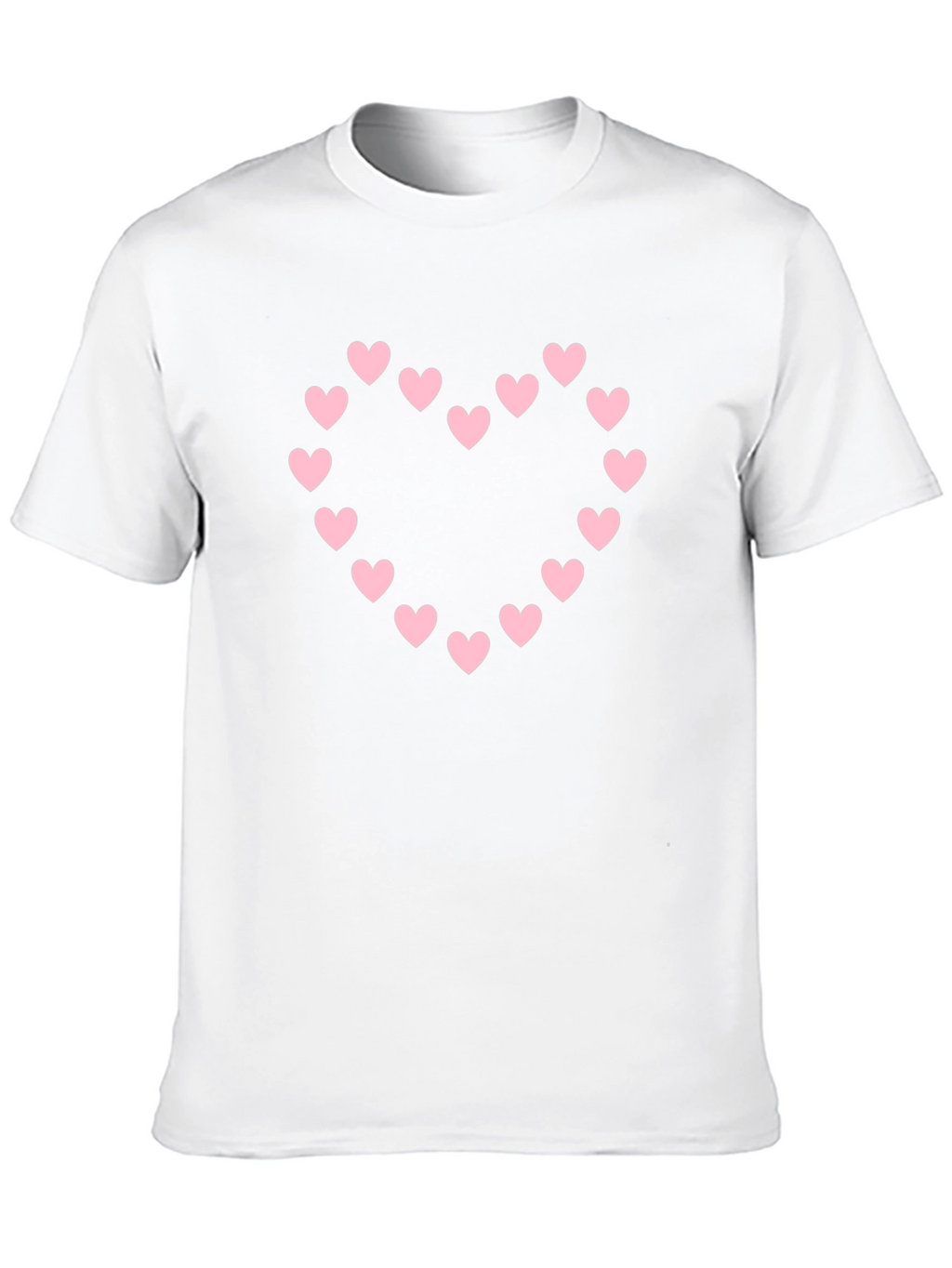 Heart Pattern Black Cotton T-Shirt