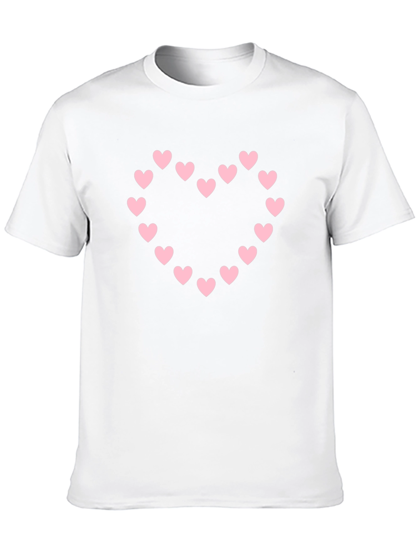 Heart Pattern Black Cotton T-Shirt