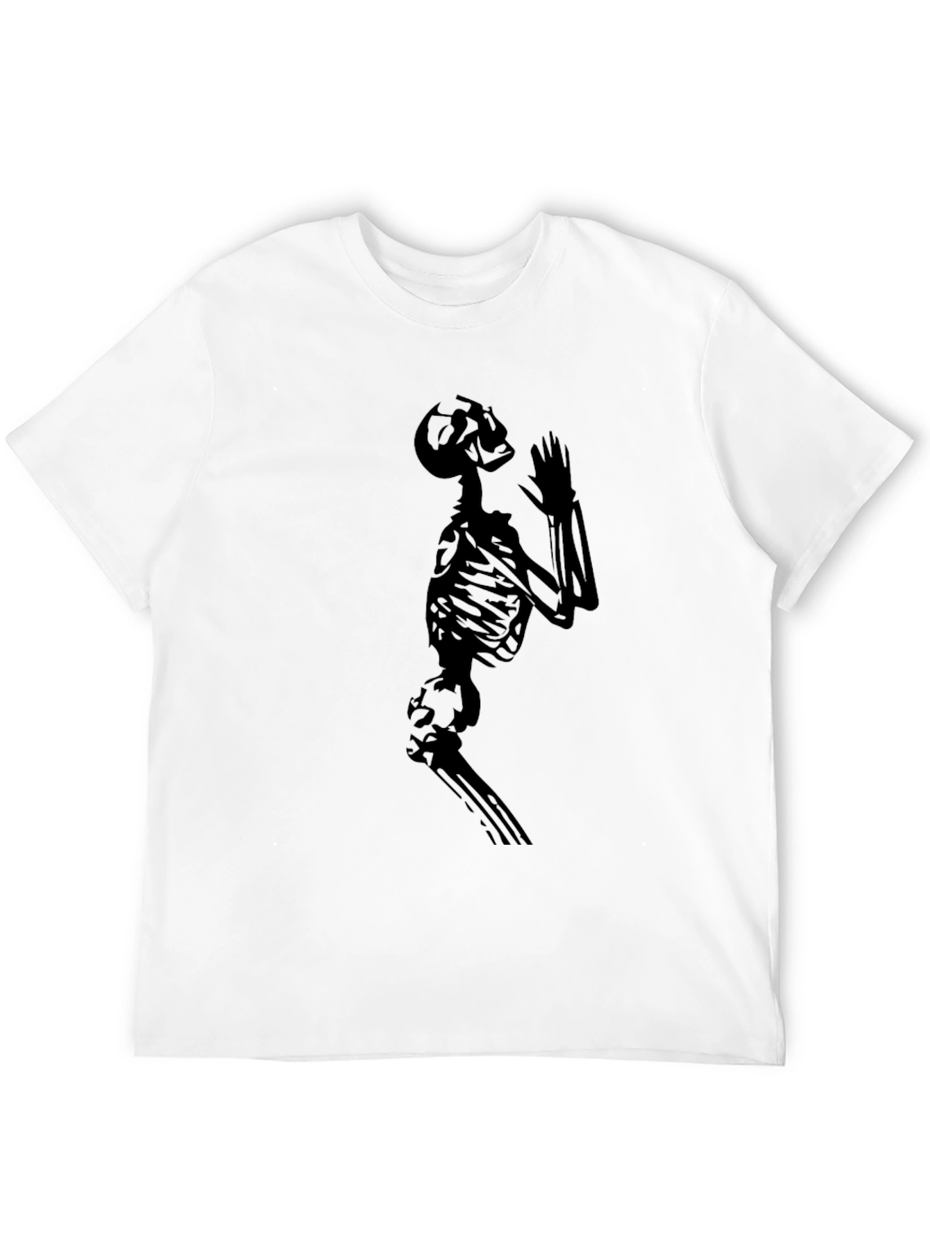 Skeleton Praying Graphic Black T-Shirt