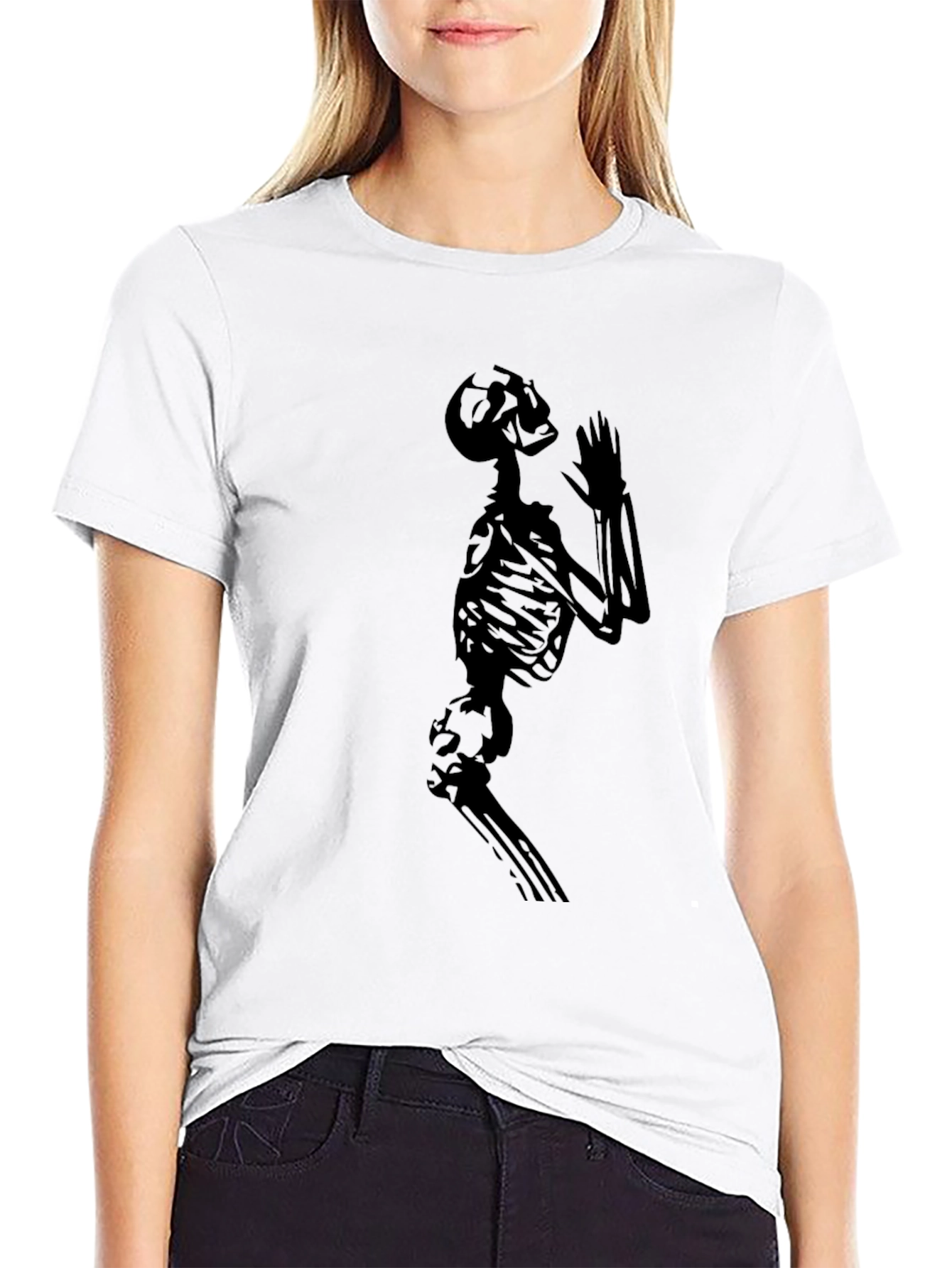 Skeleton Praying Graphic Black T-Shirt