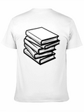 Stacked Books Graphic Tee - Black Casual Style