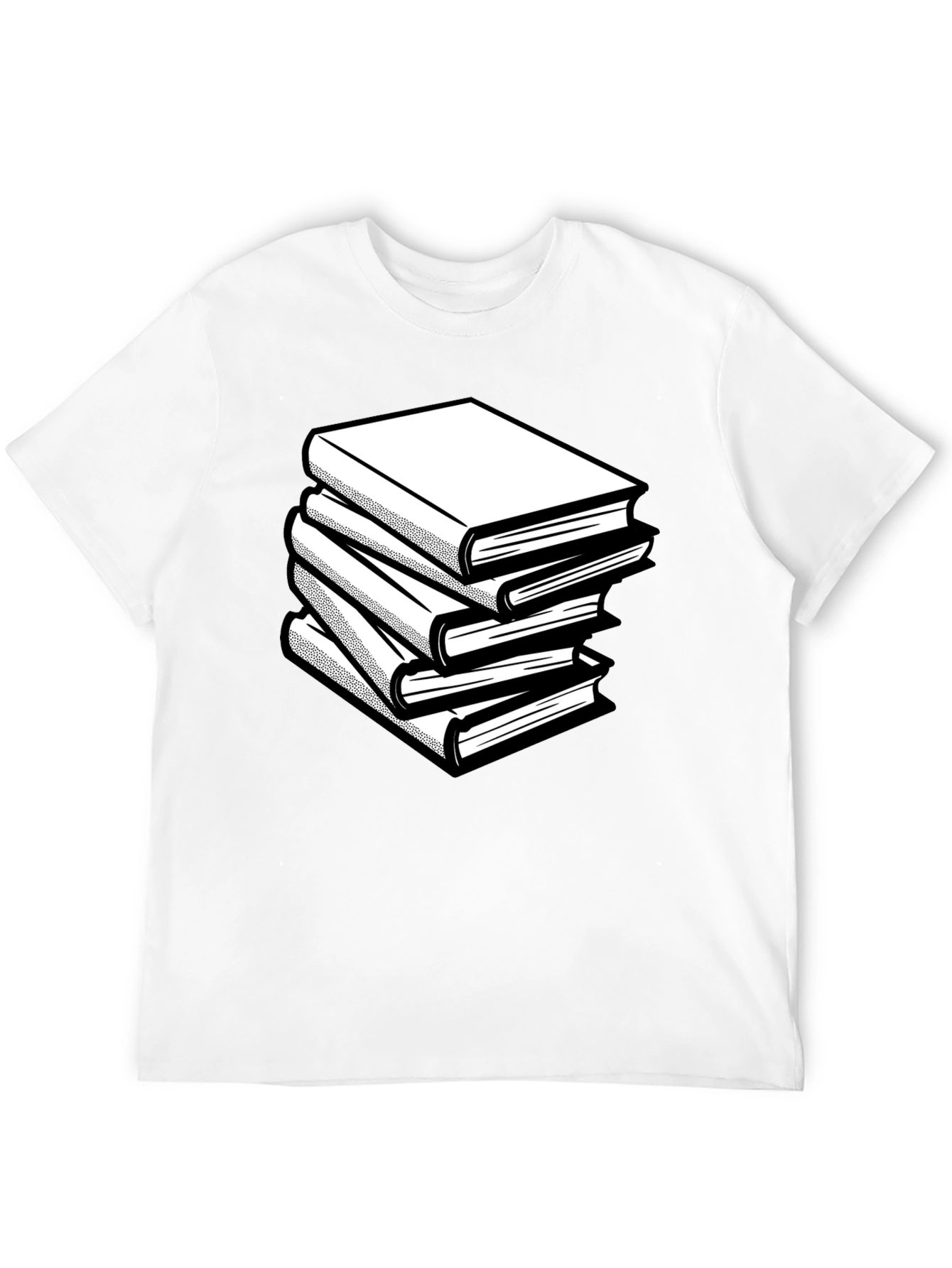 Stacked Books Graphic Tee - Black Casual Style