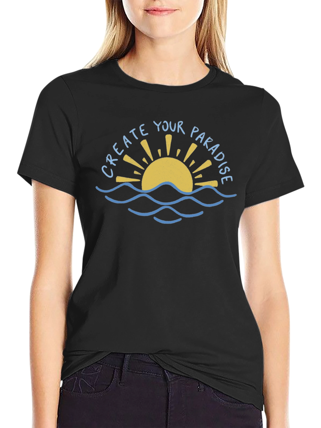 Create Your Paradise Graphic Tee - Black
