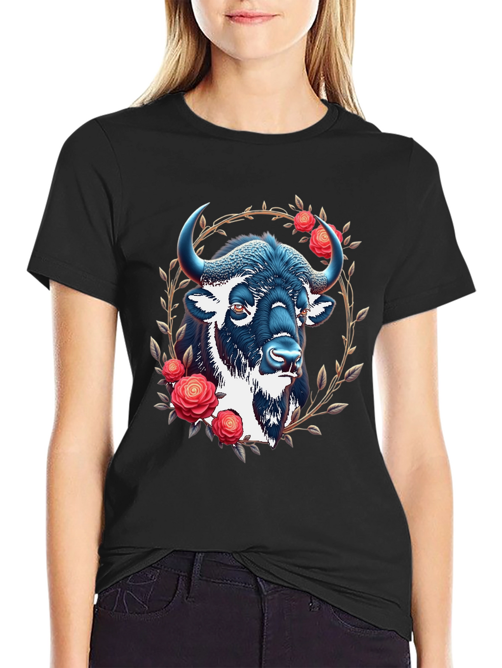 Buffalo Rose Graphic T-Shirt - Black
