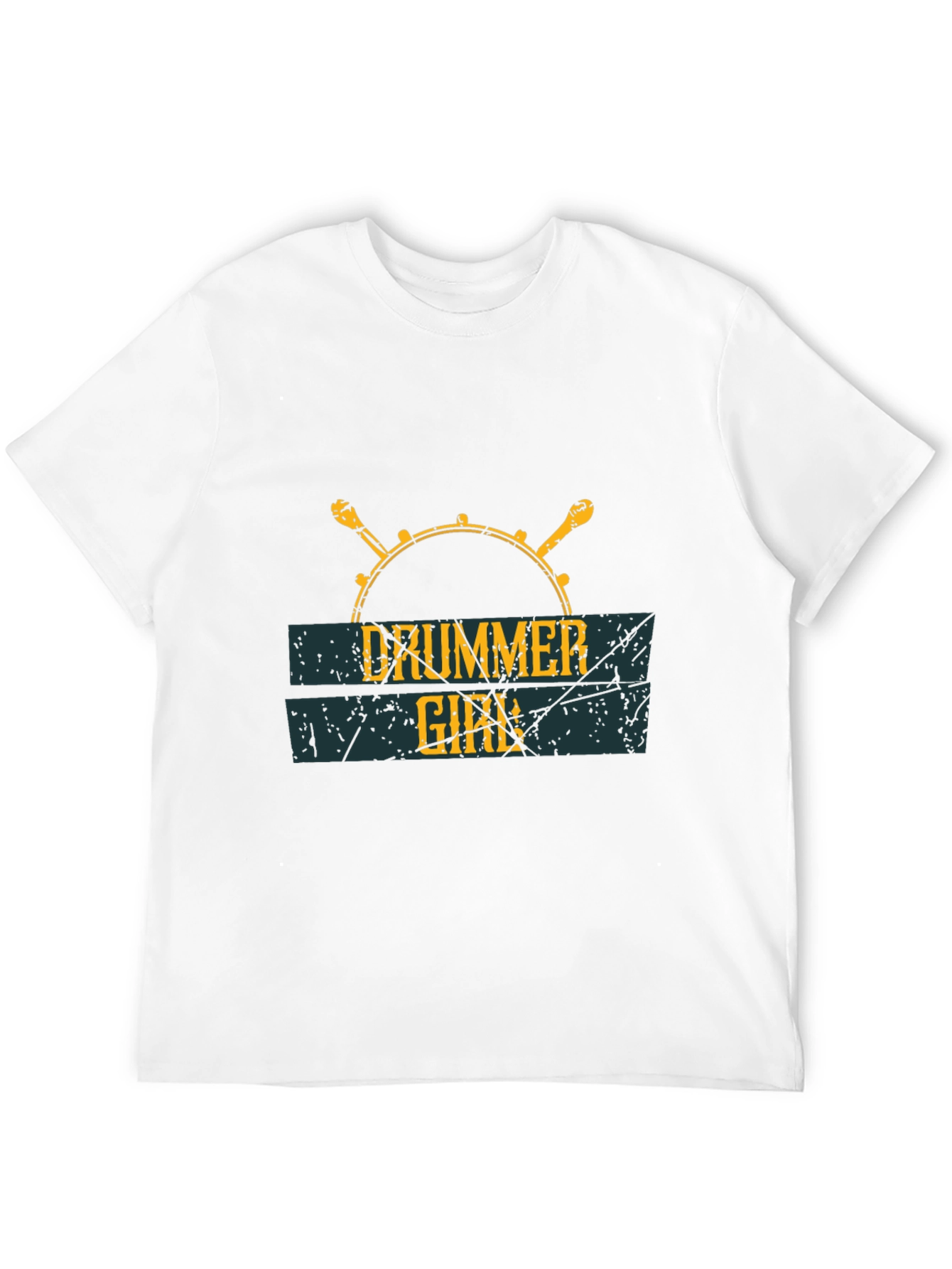Drummer Girl Graphic Print Black T-Shirt