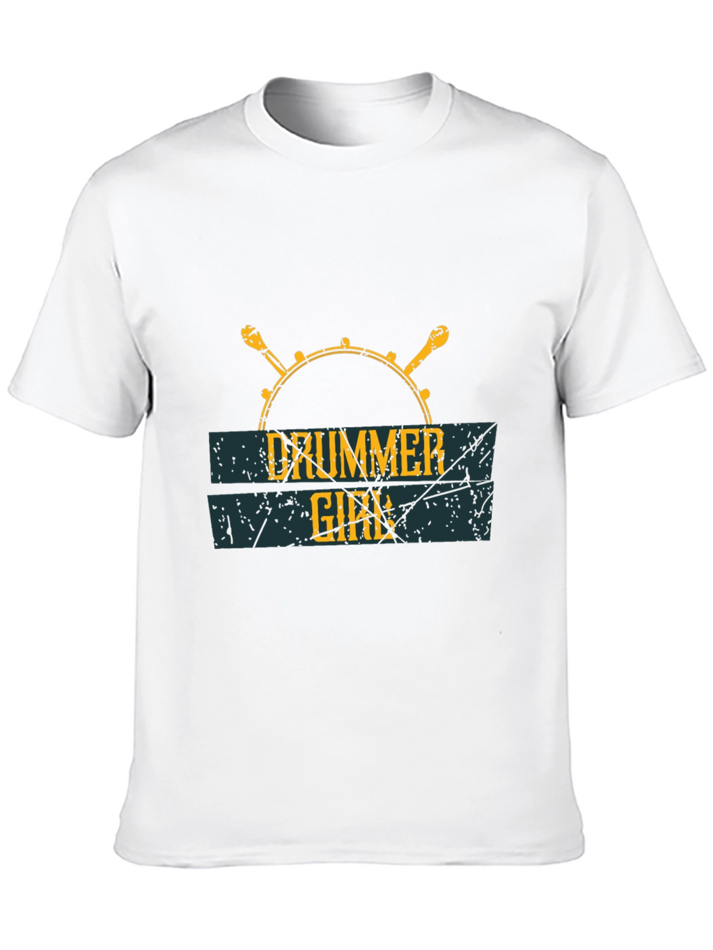 Drummer Girl Graphic Print Black T-Shirt