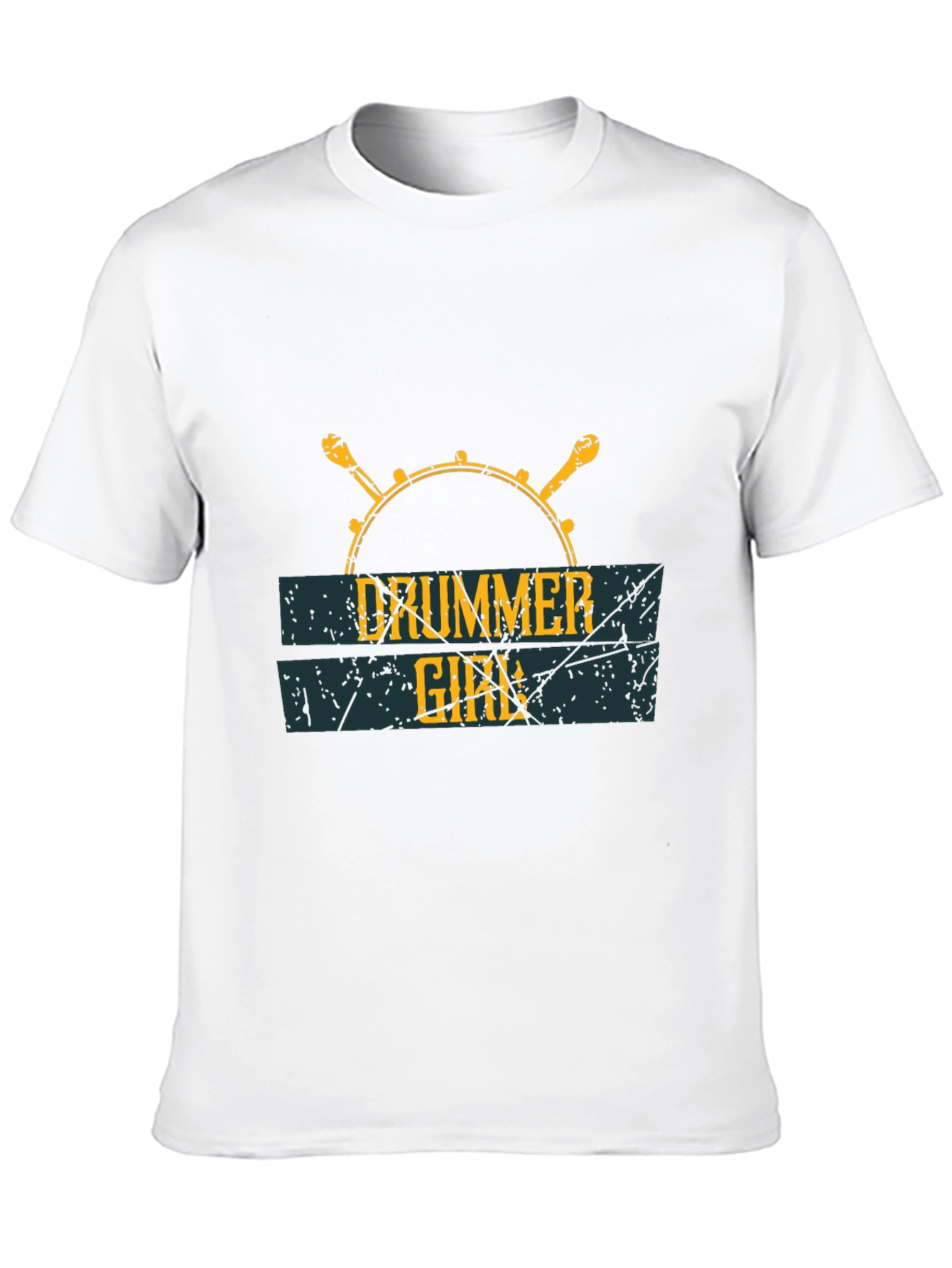 Drummer Girl Graphic Print Black T-Shirt