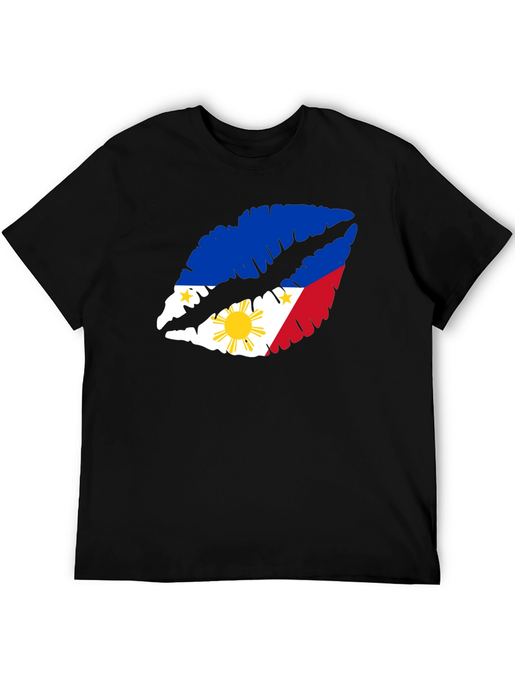 Philippines Flag Lips Black T-Shirt