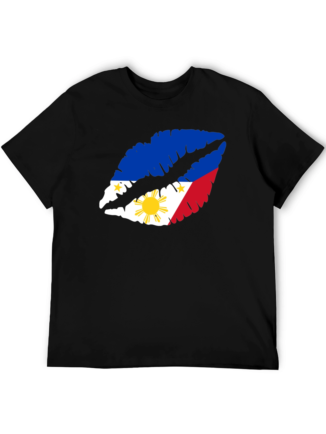 Philippines Flag Lips Black T-Shirt