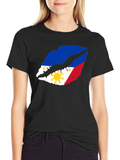 Philippines Flag Lips Black T-Shirt