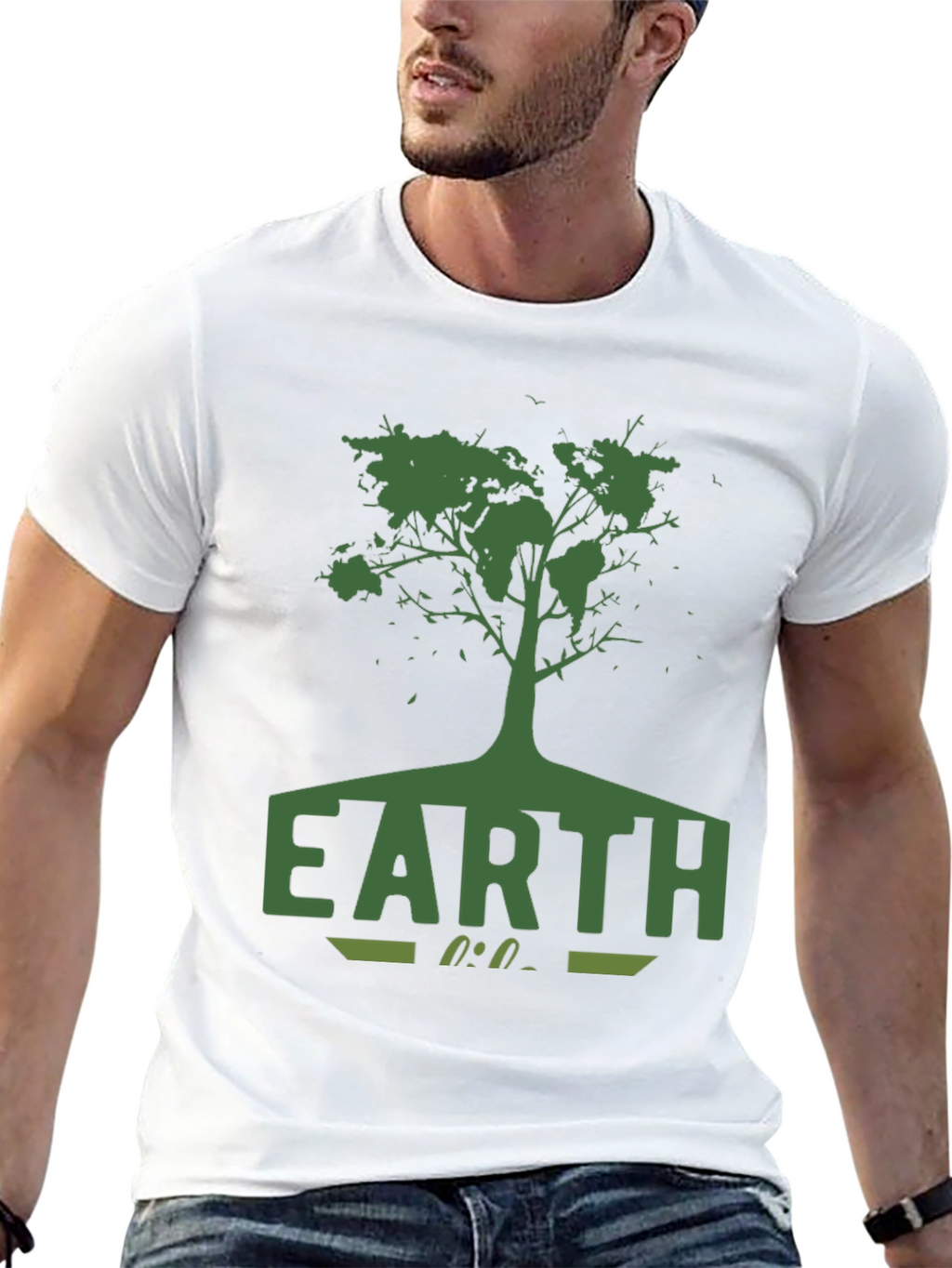 Earth Tree Graphic Tee - Black Cotton T-Shirt