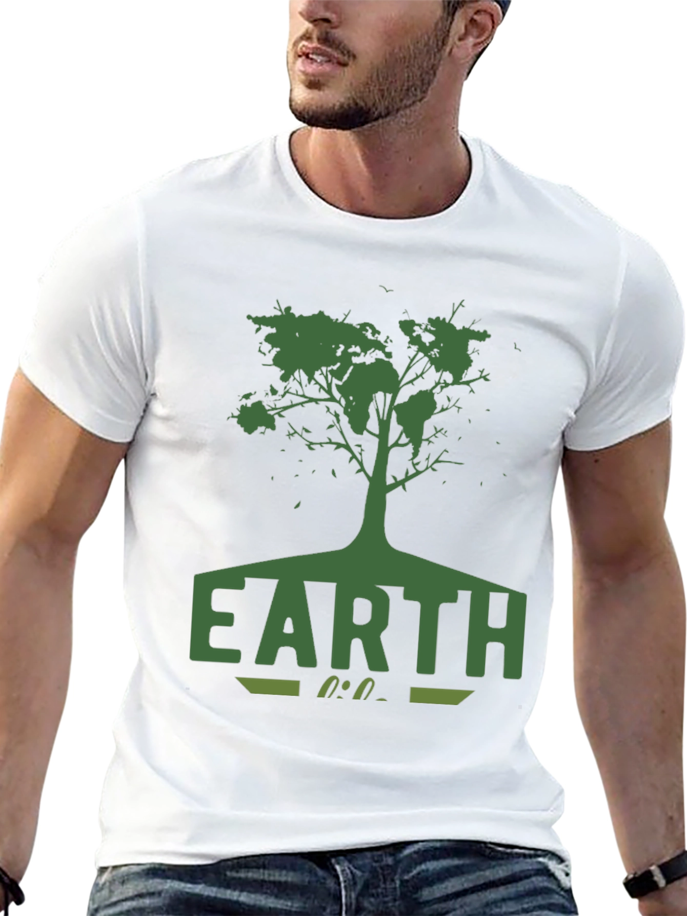 Earth Tree Graphic Tee - Black Cotton T-Shirt