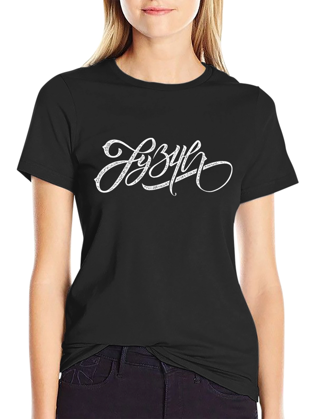 Stylish Black T-Shirt with White Graphic Print