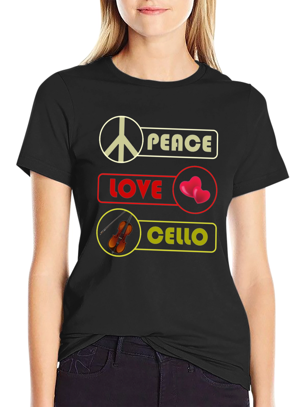 Peace Love Cello T-Shirt Musician Gift