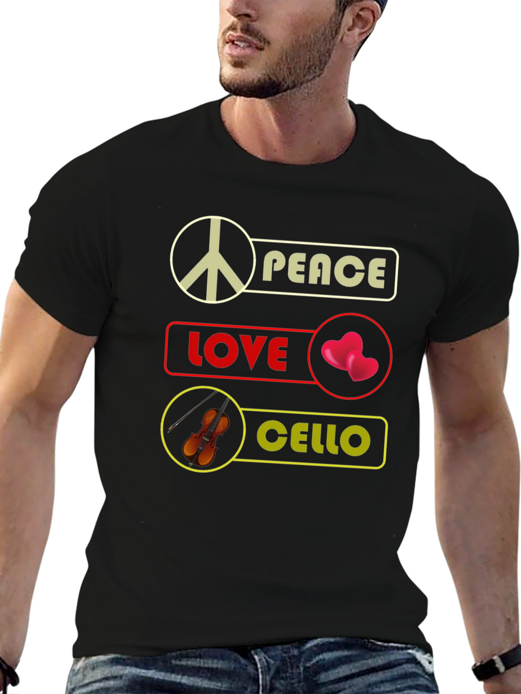Peace Love Cello T-Shirt Musician Gift