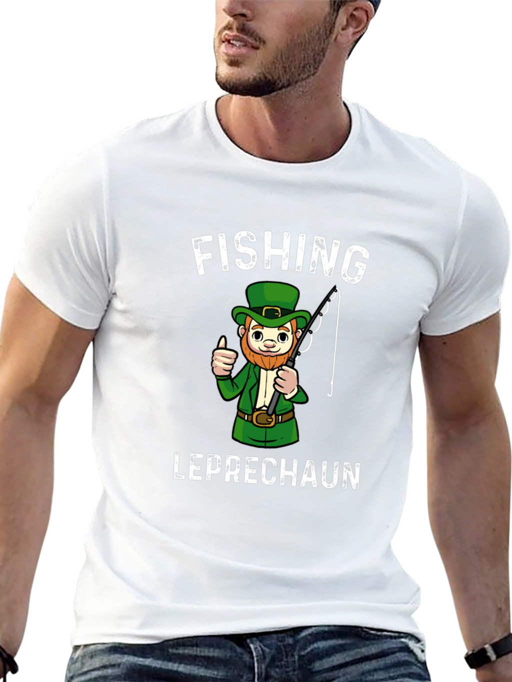 Fishing Leprechaun Graphic T-Shirt