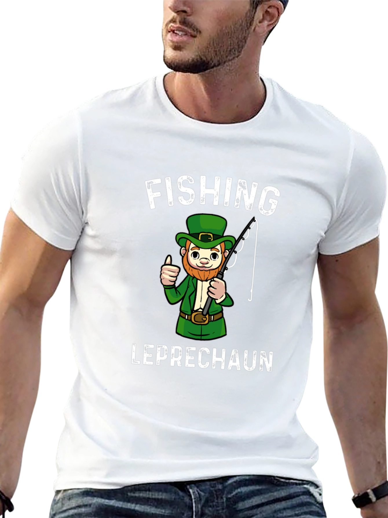 Fishing Leprechaun Graphic T-Shirt