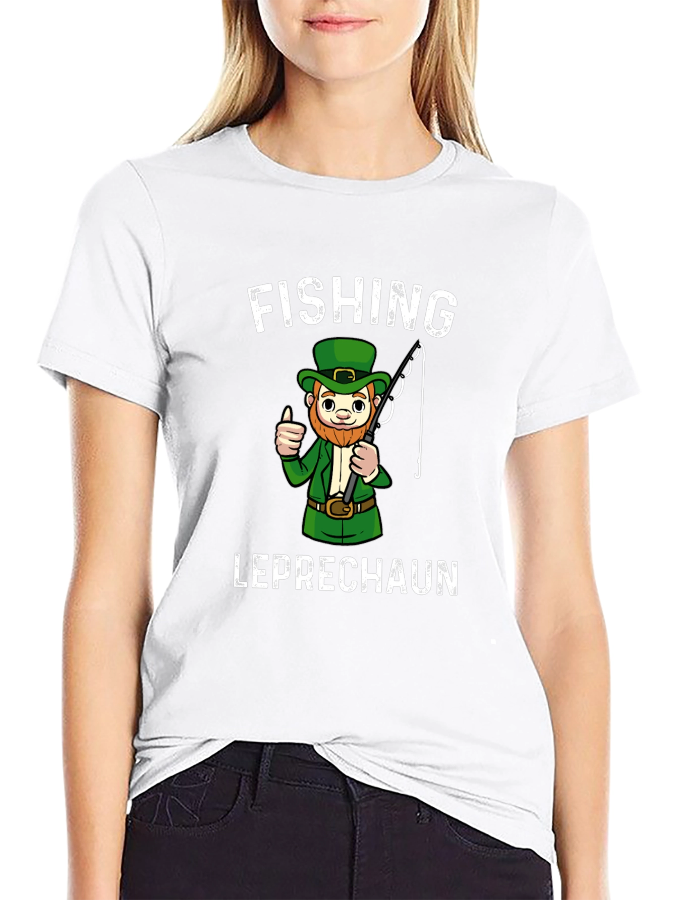 Fishing Leprechaun Graphic T-Shirt