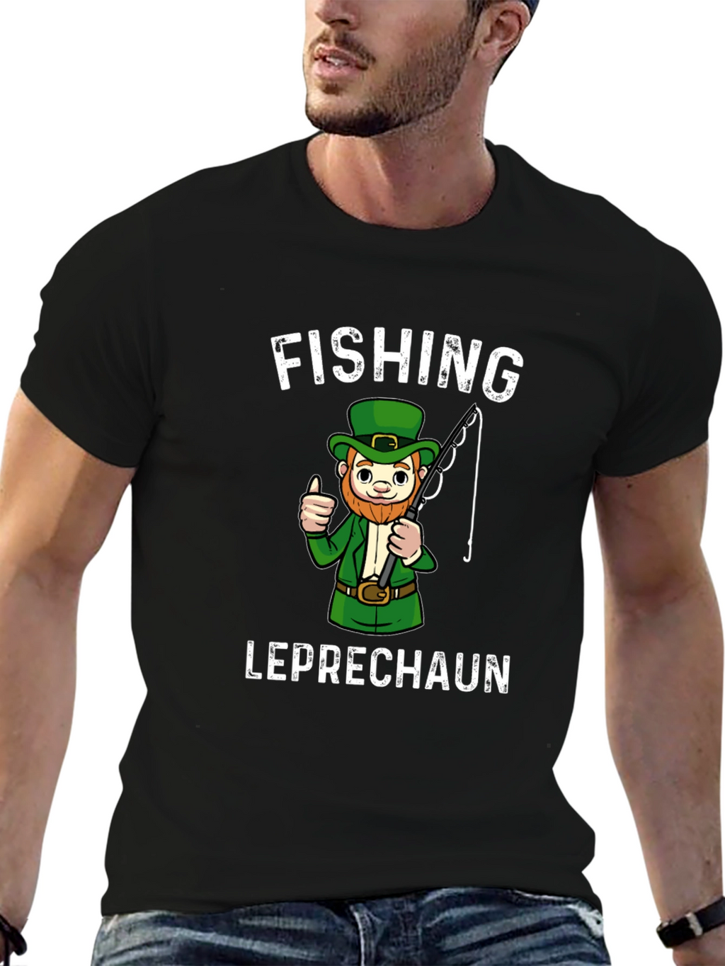 Fishing Leprechaun Graphic T-Shirt