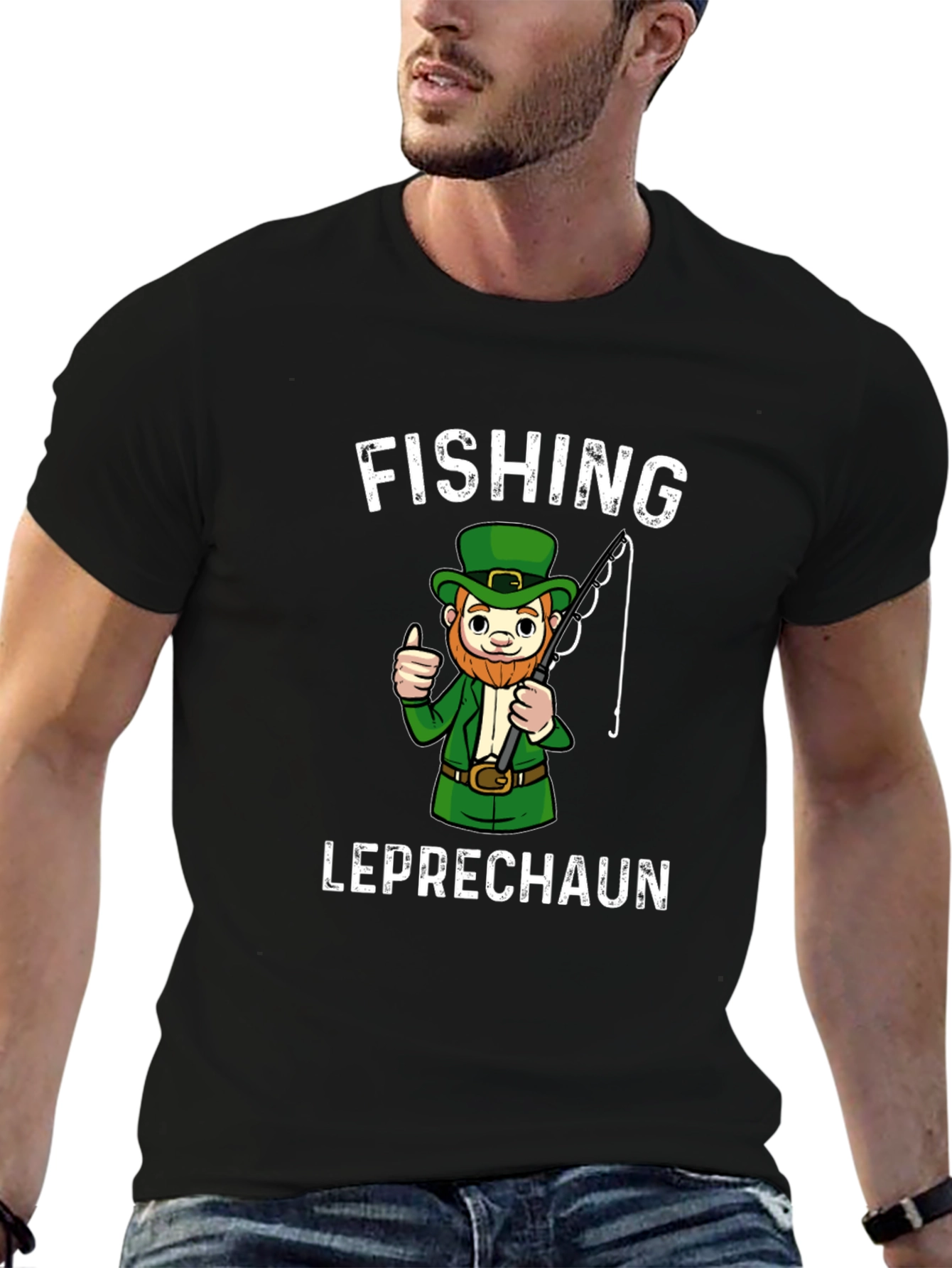 Fishing Leprechaun Graphic T-Shirt