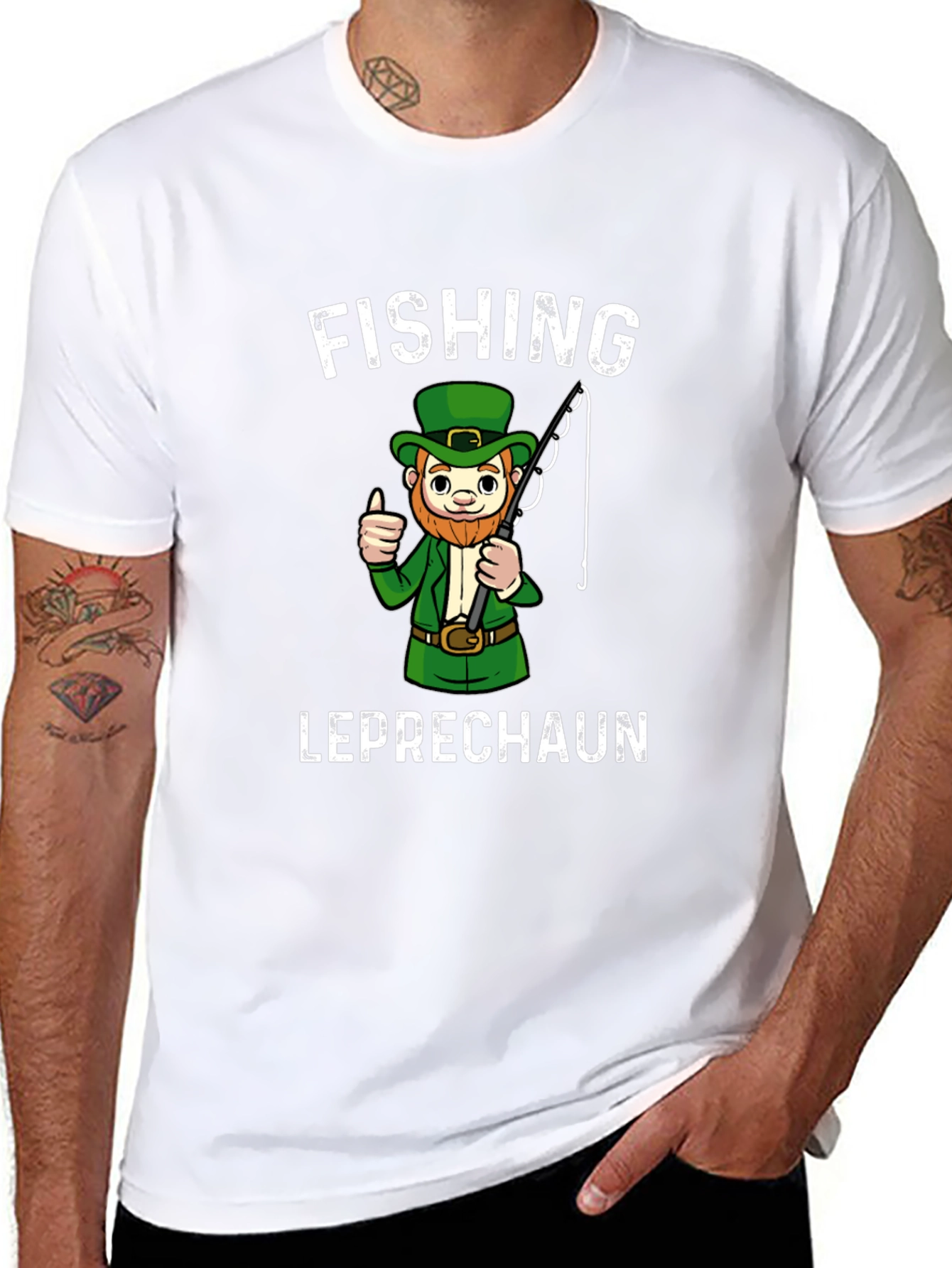 Fishing Leprechaun Graphic T-Shirt