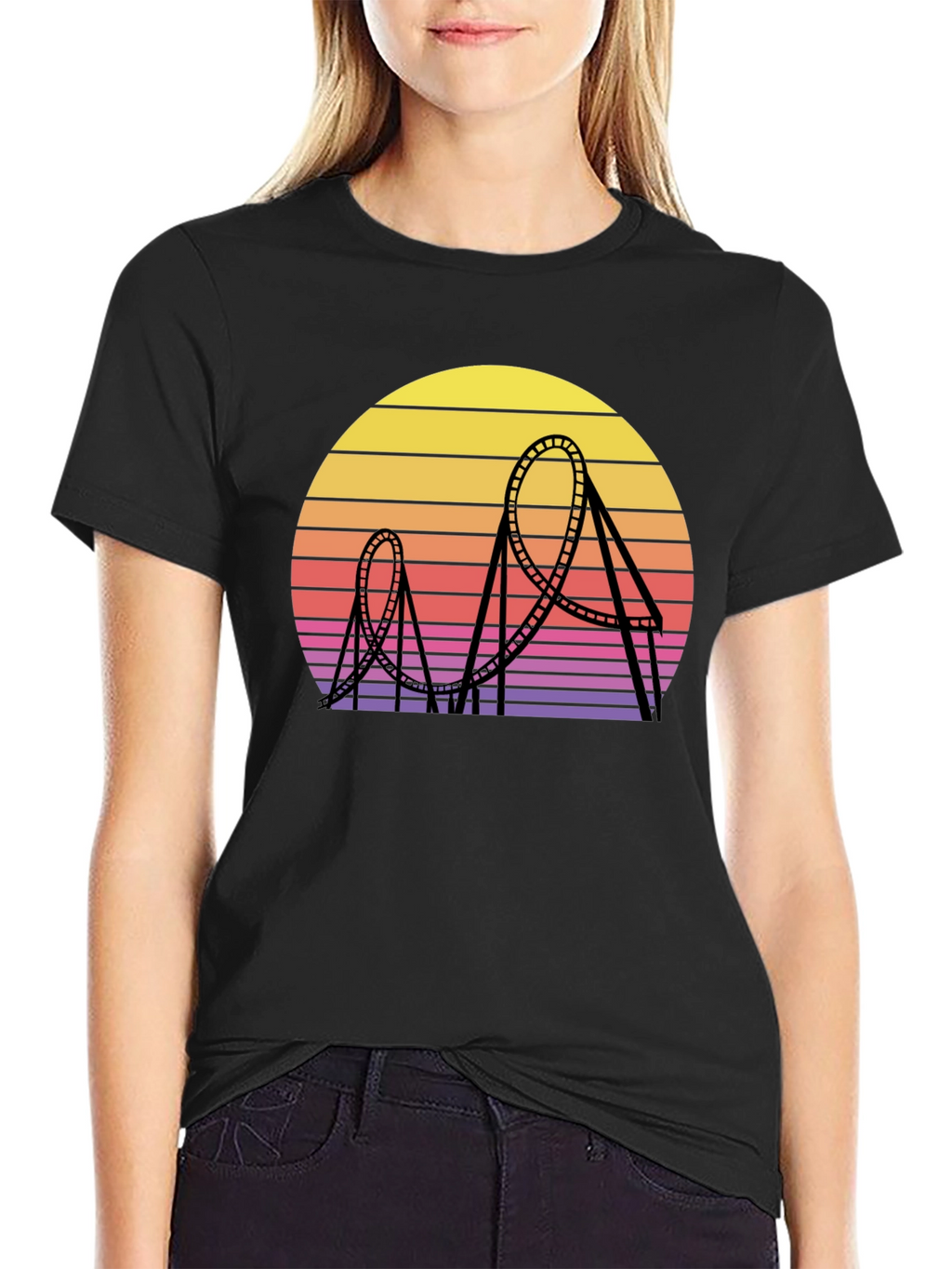 Retro Roller Coaster Sunset Graphic Tee