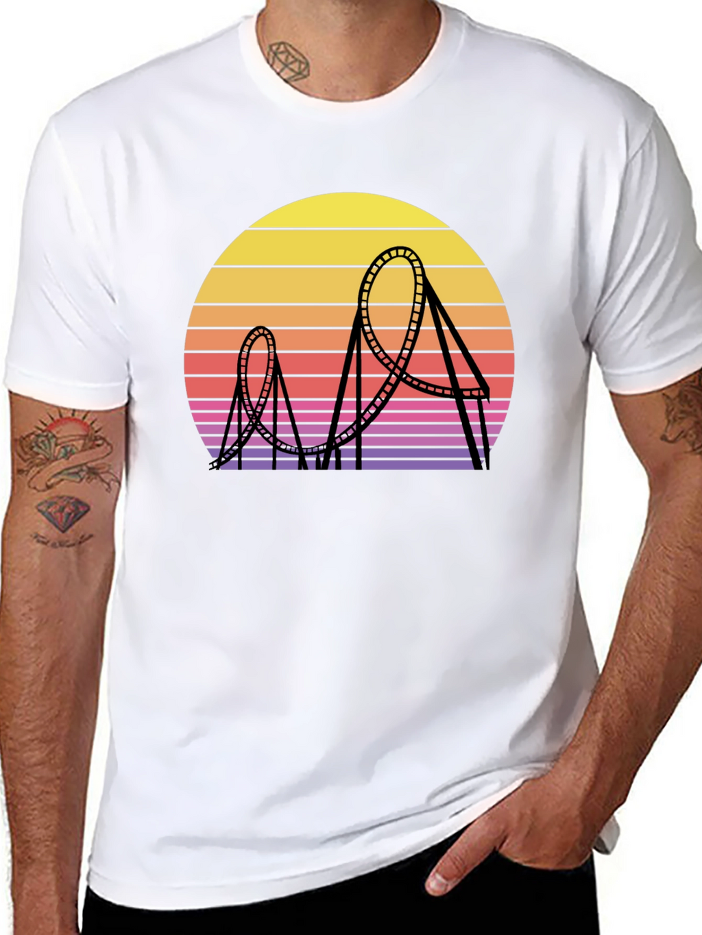 Retro Roller Coaster Sunset Graphic Tee