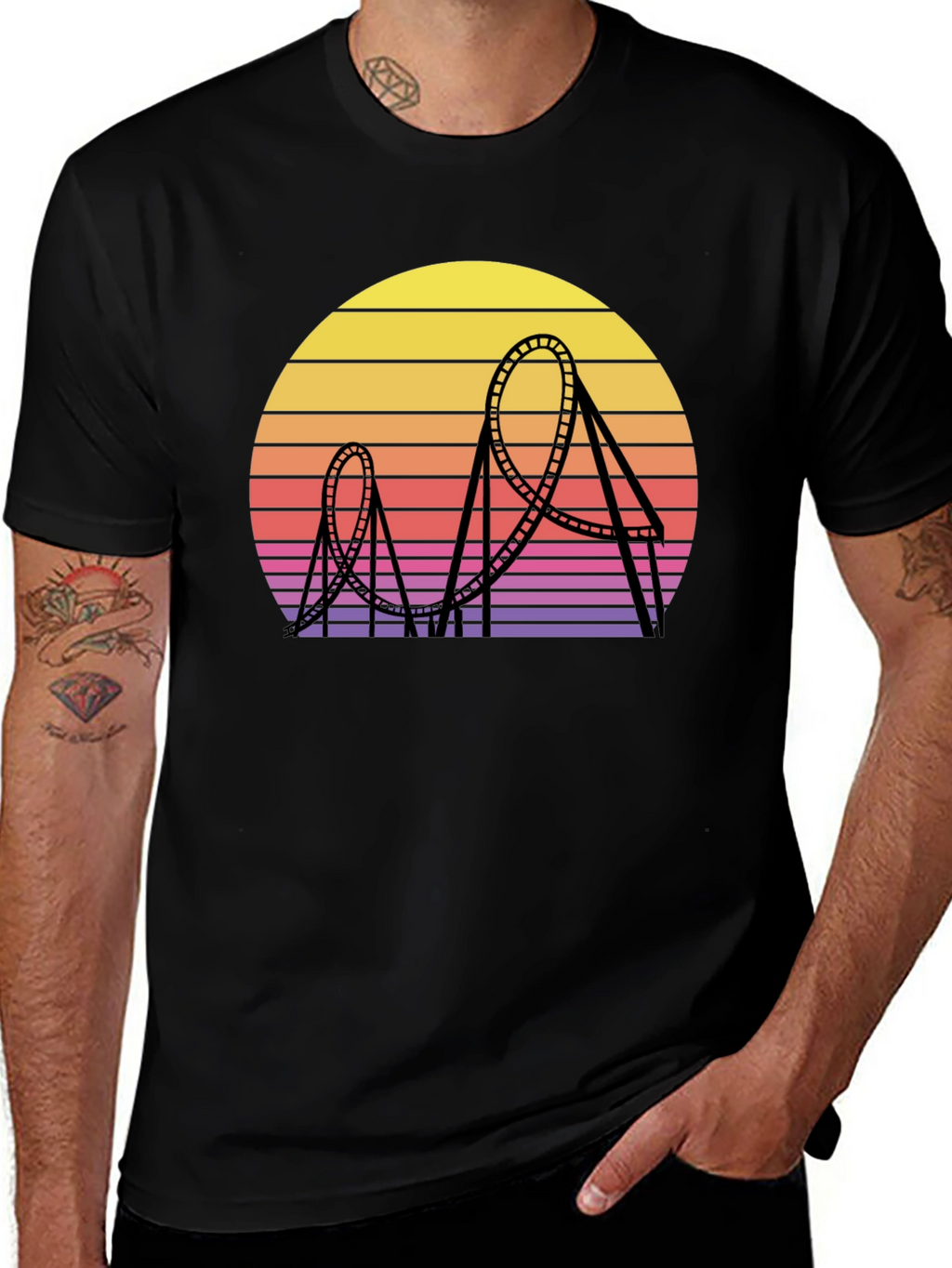 Retro Roller Coaster Sunset Graphic Tee