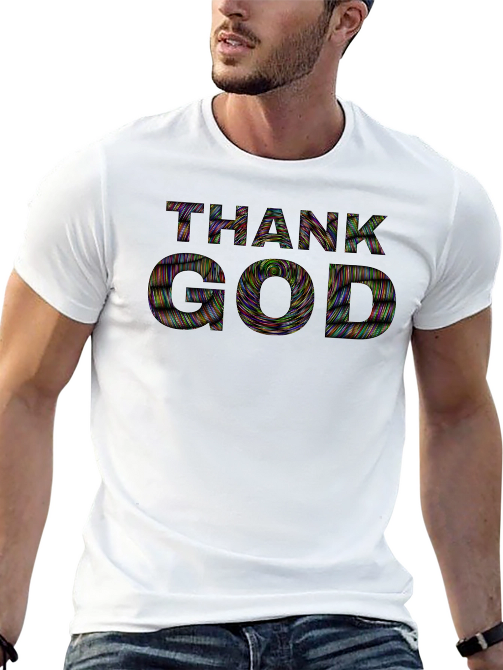 Thank God Graphic Tee - Black Cotton T-Shirt