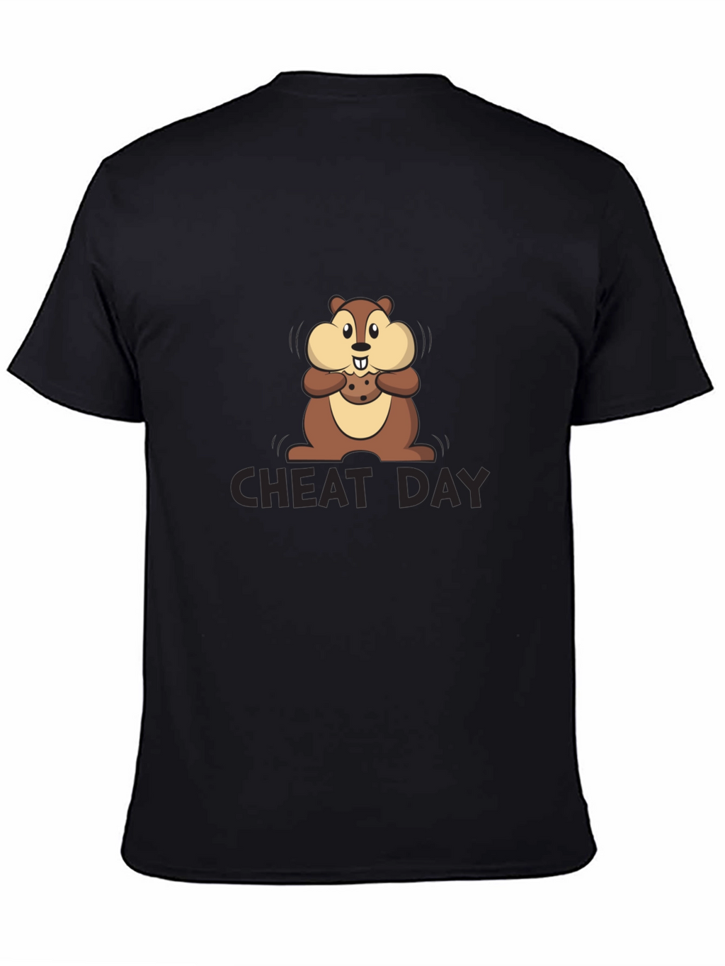 Cheat Day Chipmunk Graphic Tee - Black Cotton T-Shirt