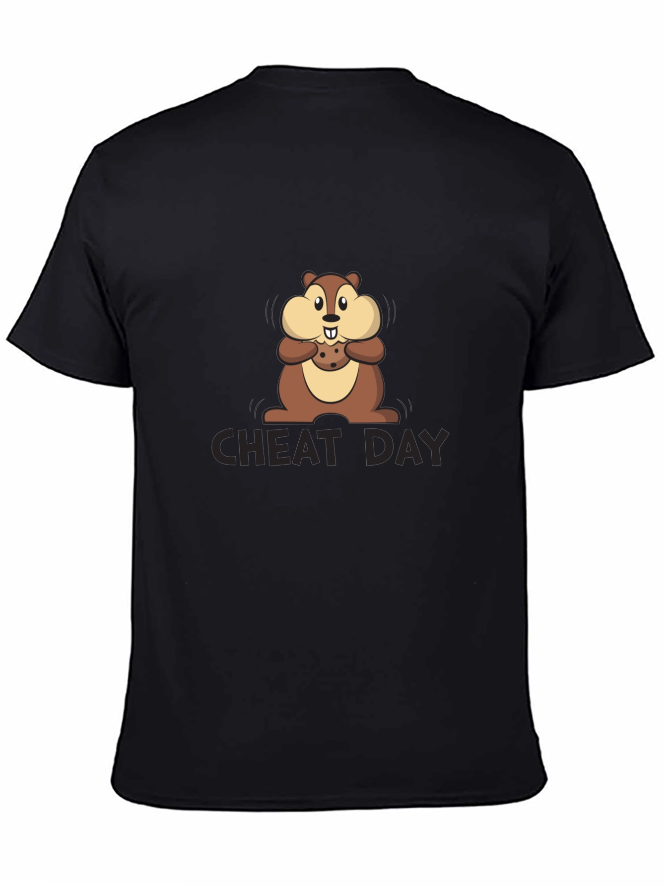 Cheat Day Chipmunk Graphic Tee - Black Cotton T-Shirt