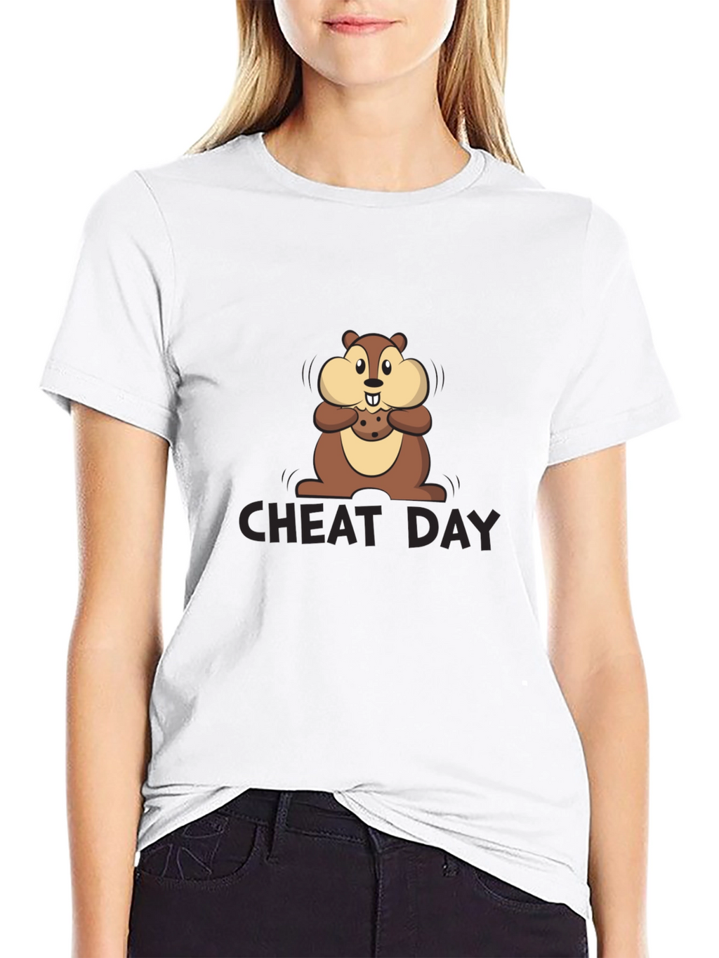 Cheat Day Chipmunk Graphic Tee - Black Cotton T-Shirt