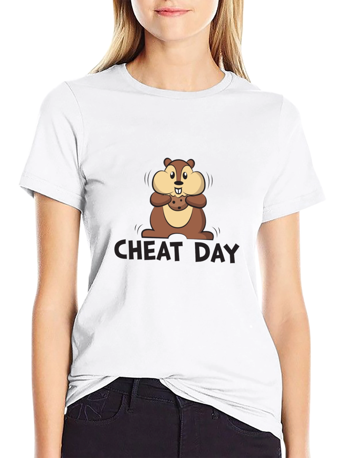 Cheat Day Chipmunk Graphic Tee - Black Cotton T-Shirt