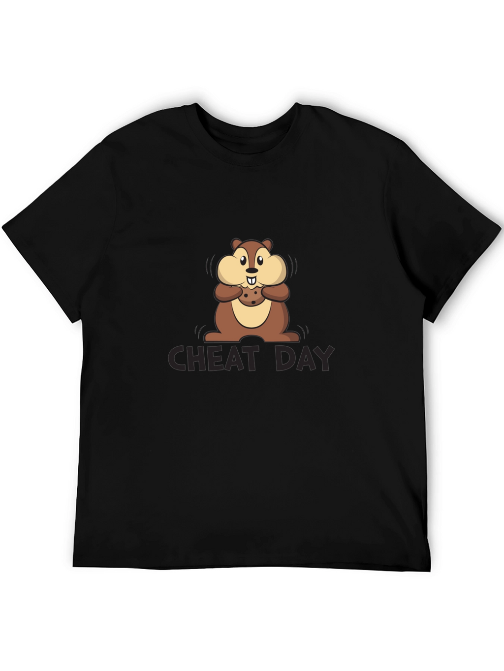 Cheat Day Chipmunk Graphic Tee - Black Cotton T-Shirt