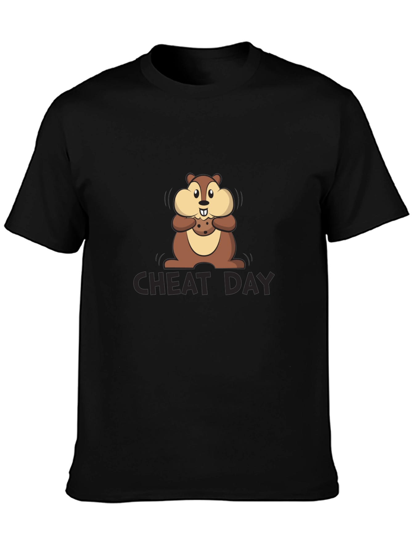 Cheat Day Chipmunk Graphic Tee - Black Cotton T-Shirt