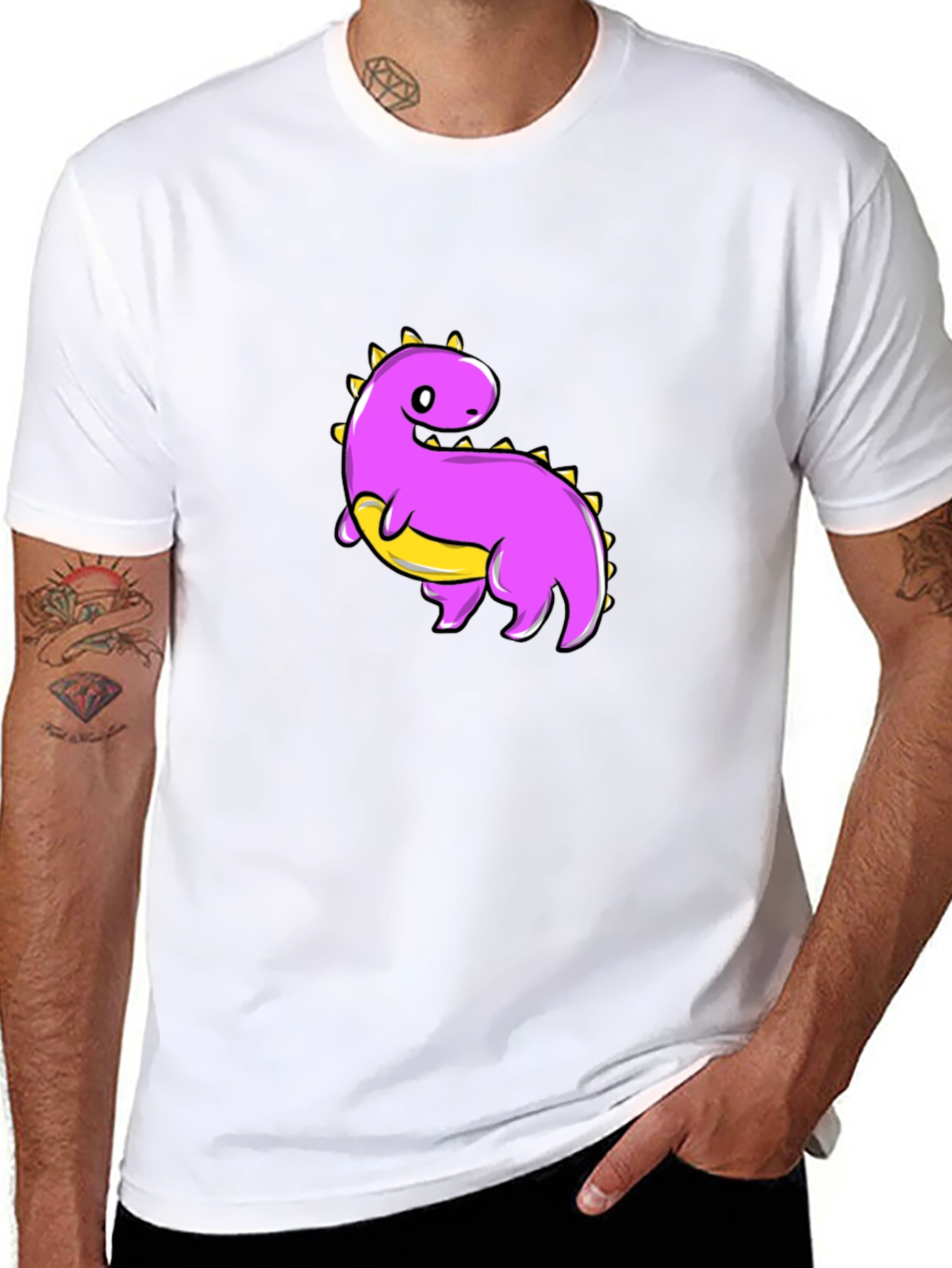 Cute Dinosaur Graphic Tee - Black T-Shirt