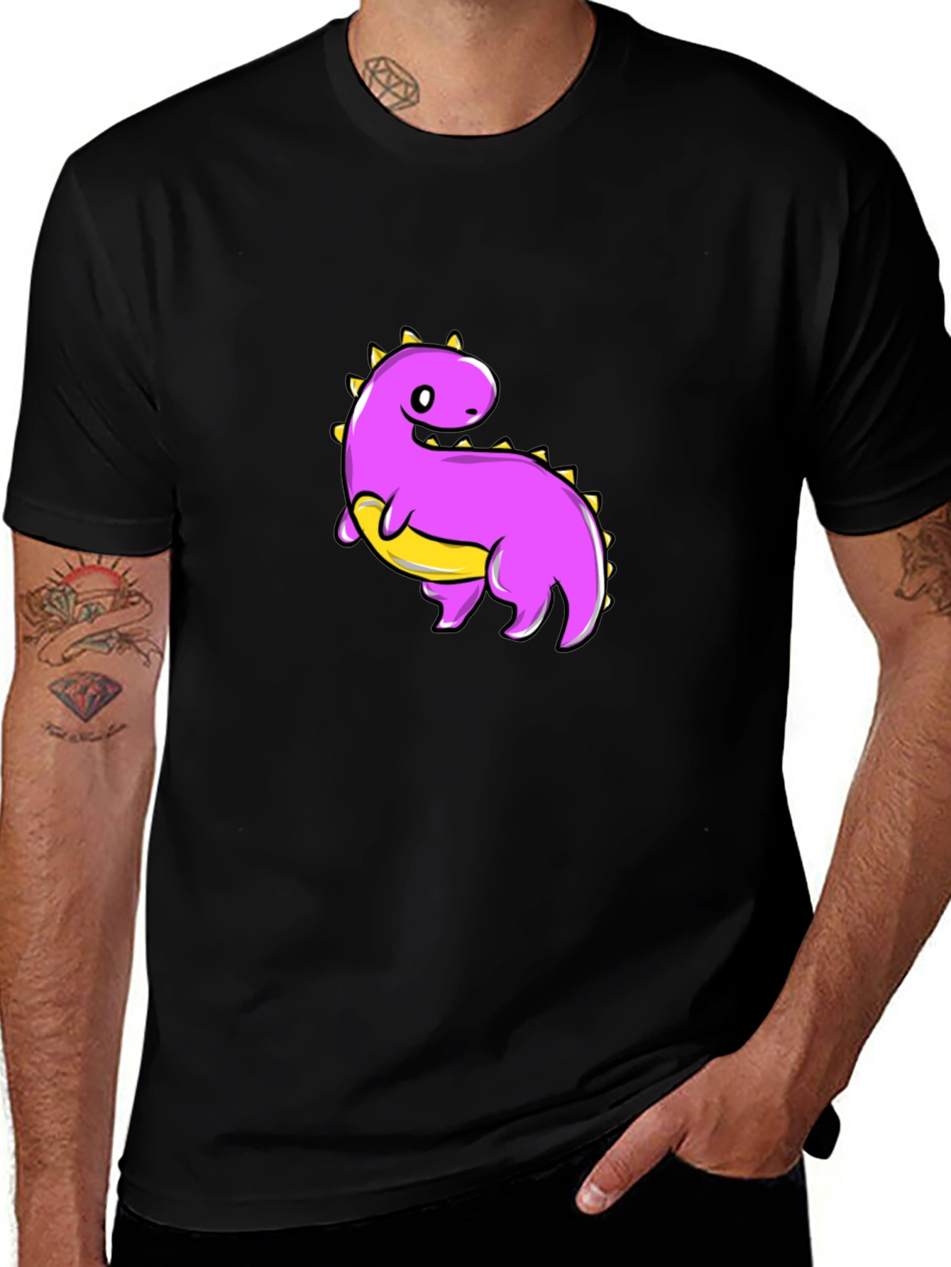 Cute Dinosaur Graphic Tee - Black T-Shirt