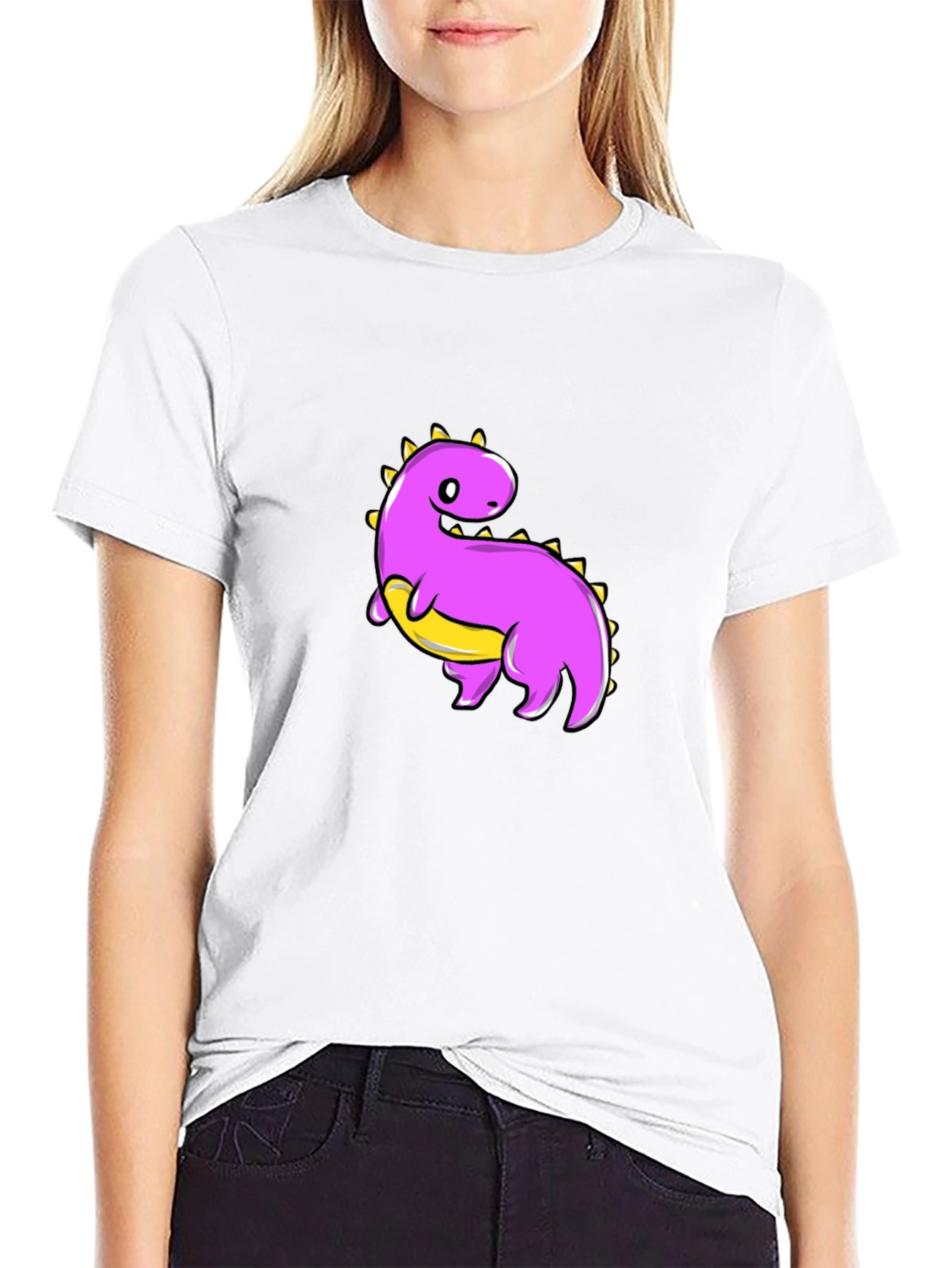 Cute Dinosaur Graphic Tee - Black T-Shirt