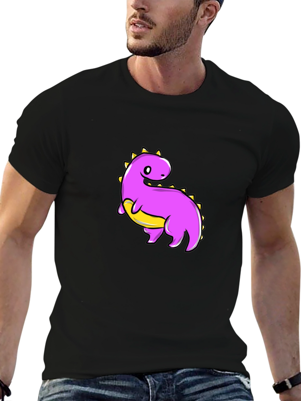 Cute Dinosaur Graphic Tee - Black T-Shirt