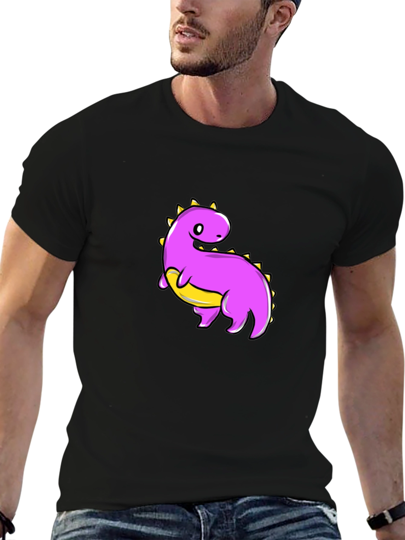 Cute Dinosaur Graphic Tee - Black T-Shirt