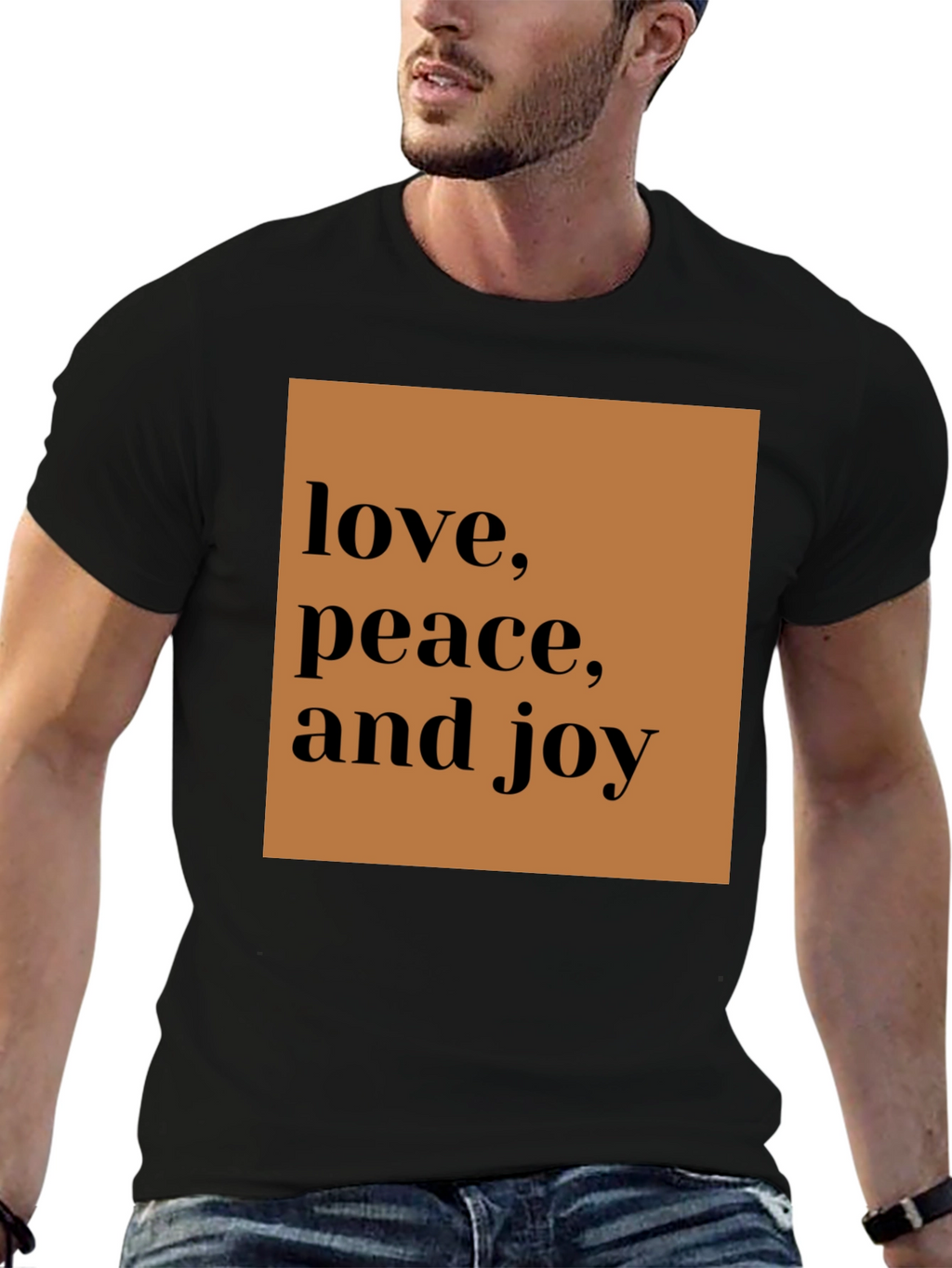Love Peace Joy Black Graphic Tee