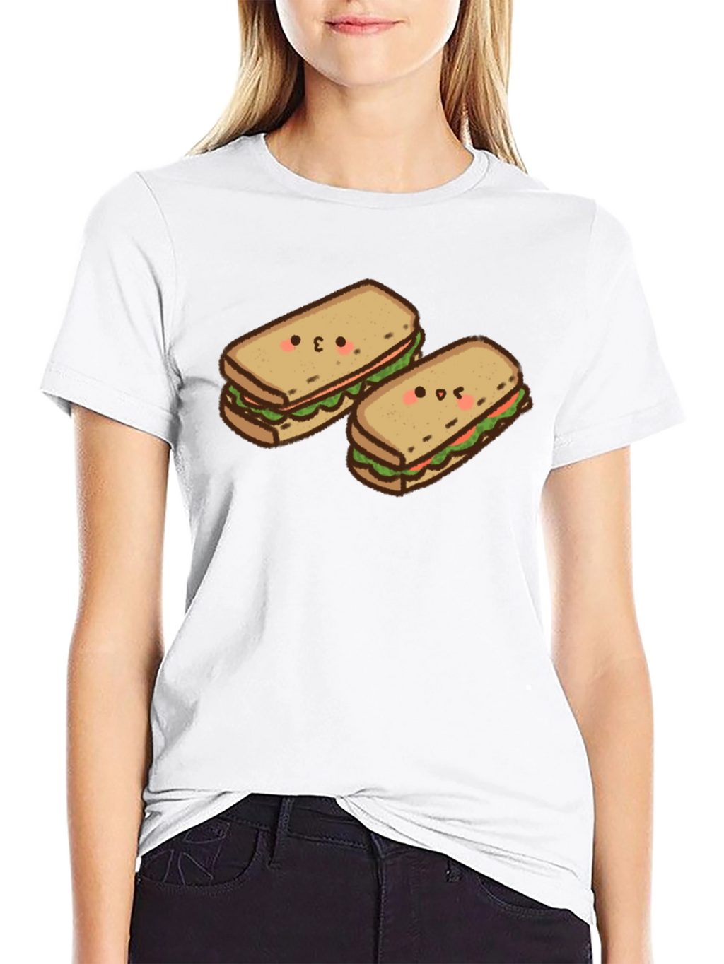 Kawaii Sandwich T-Shirt - Black Cotton Tee