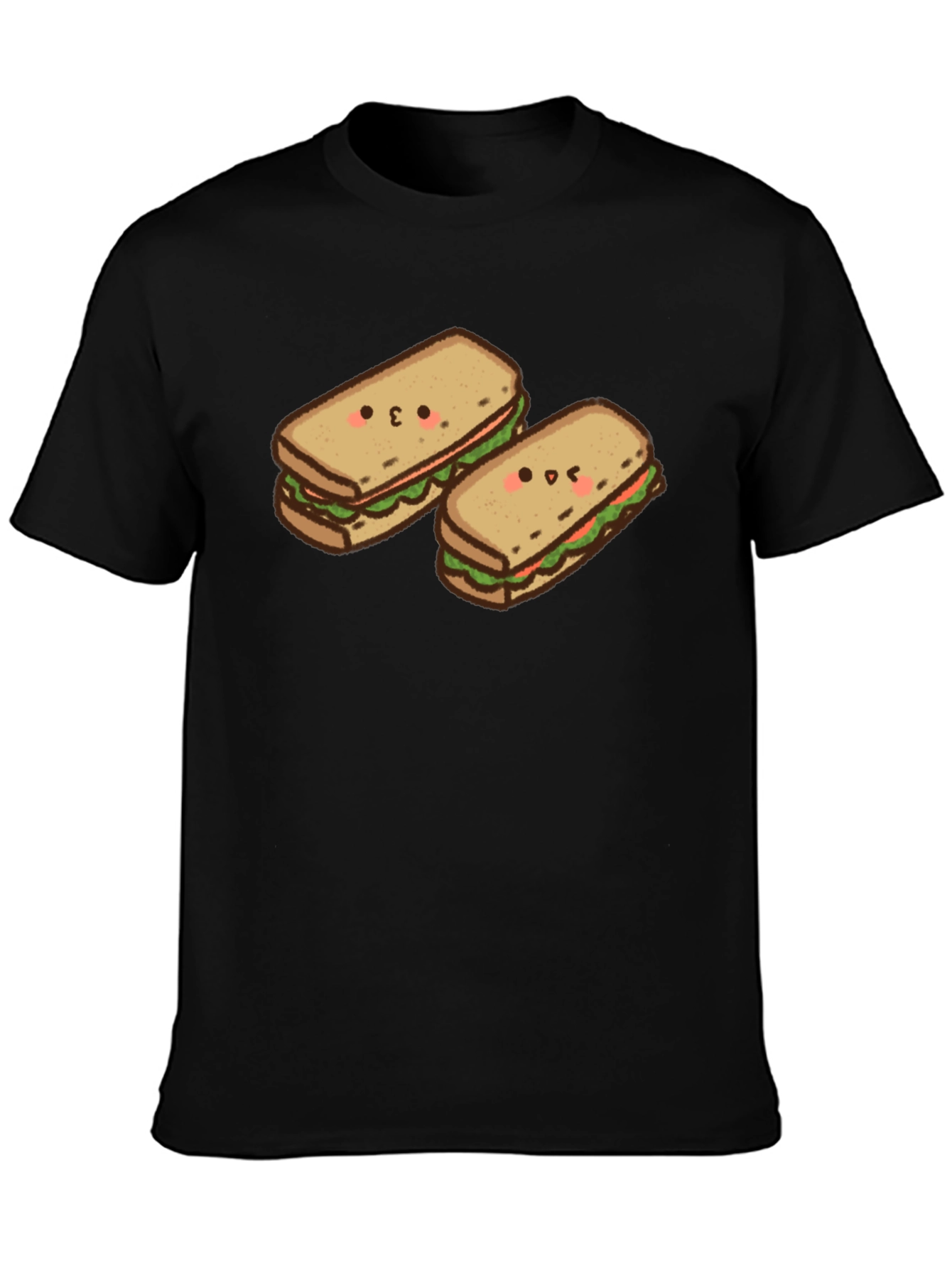 Kawaii Sandwich T-Shirt - Black Cotton Tee